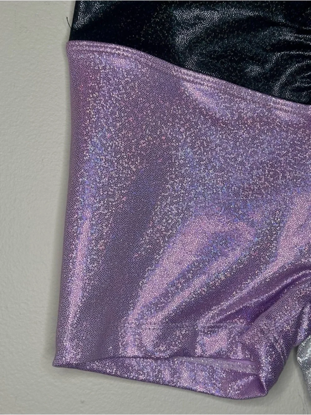 Justice Iridescent Purple Foil Cinch Shorts Girls S(7/8) - XS(5/6) Dance/Gym NEW